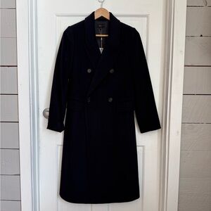 Quince Italian Wool Navy Double-Breasted Coat Size XS